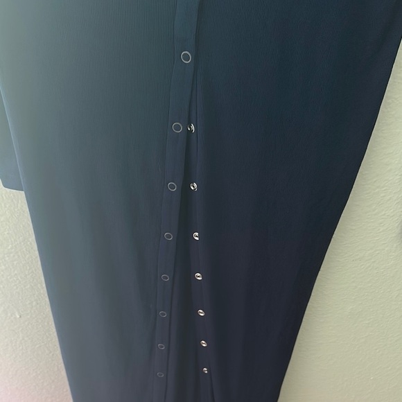 Soft Modal Rib Snap Front Long Sleeve Dress - Picture 5 of 8